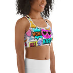 Cat Pop Art  Sports Bra