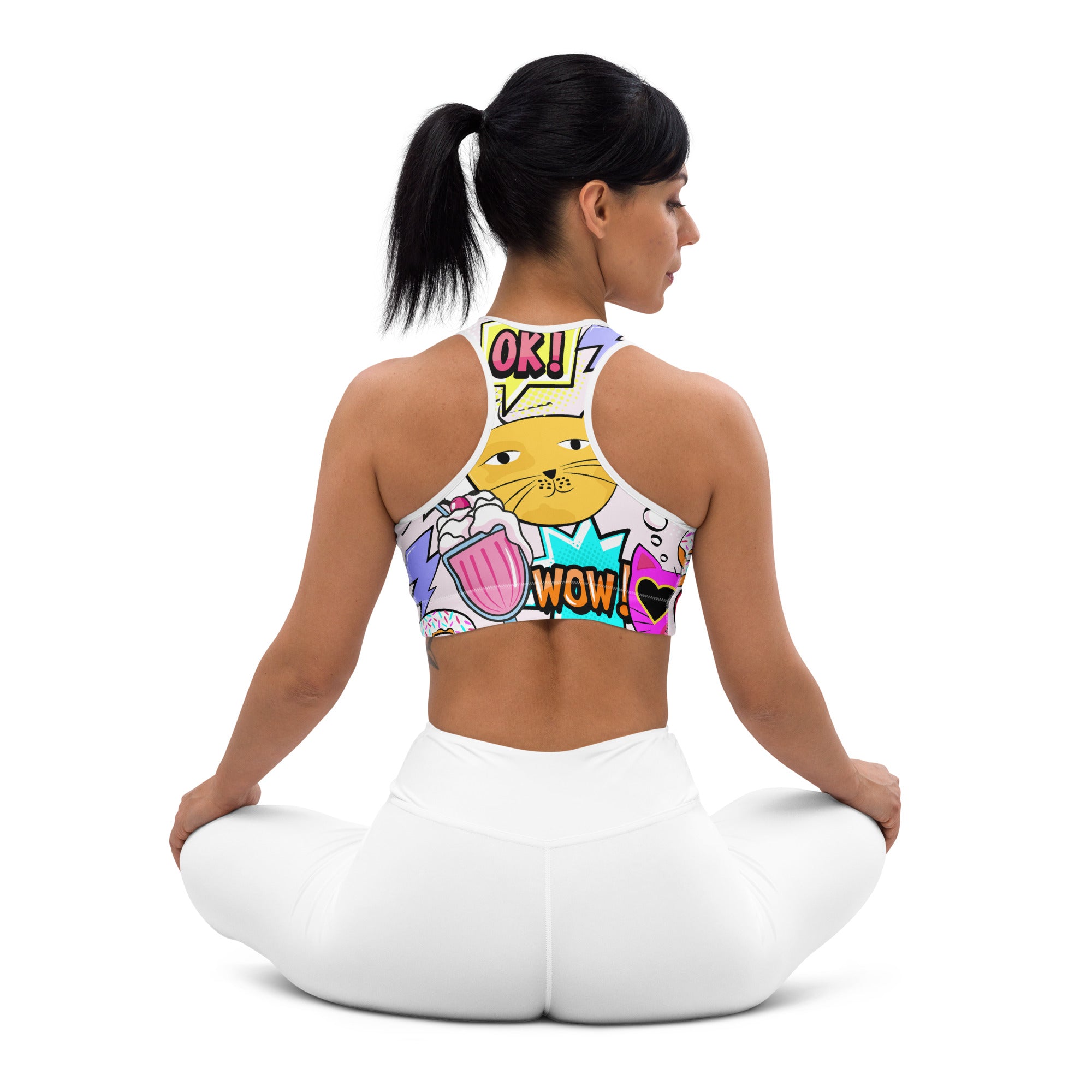 Cat Pop Art  Sports Bra