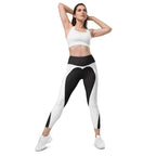 Charcoal Black & White Heart Shaped Leggings With Pockets