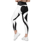 Charcoal Black & White Heart Shaped Leggings With Pockets