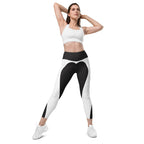 Charcoal Black & White Heart Shaped Leggings With Pockets