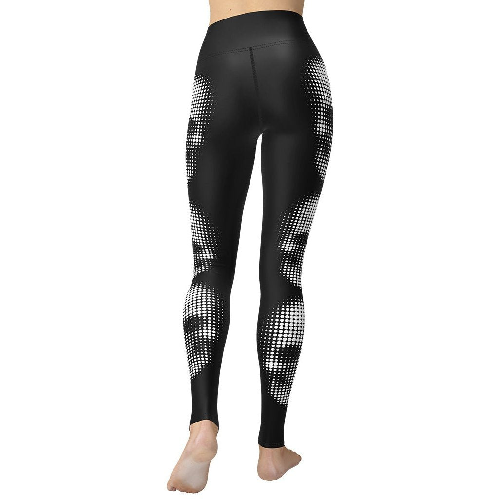 Charcoal Halftone Skull Yoga Leggings