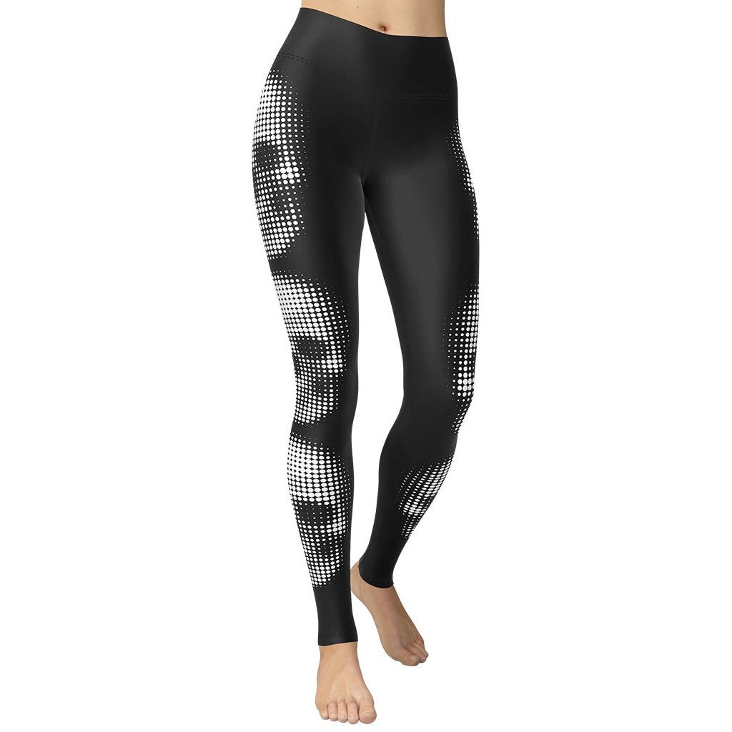 Charcoal Halftone Skull Yoga Leggings