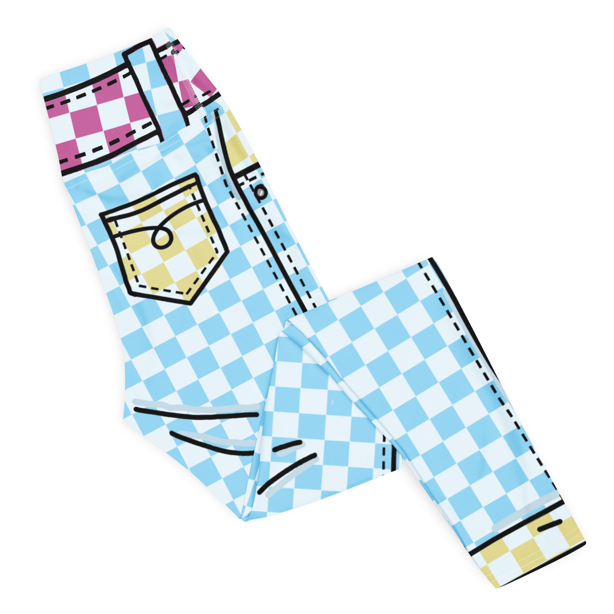Checkered Cartoonized Yoga Leggings