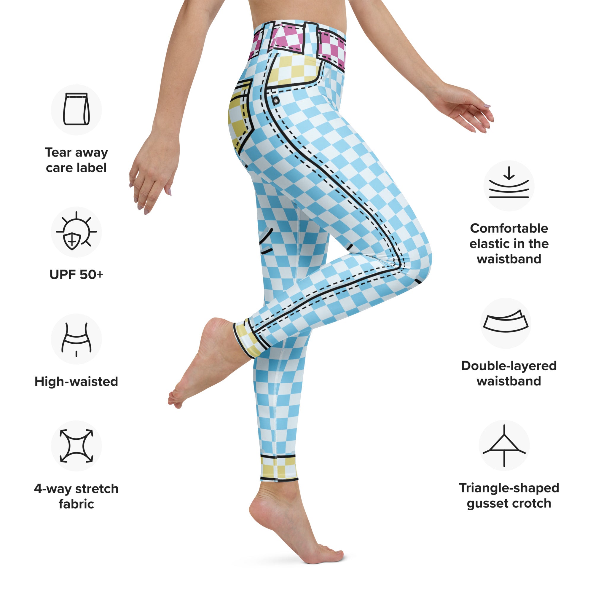 Checkered Cartoonized Yoga Leggings