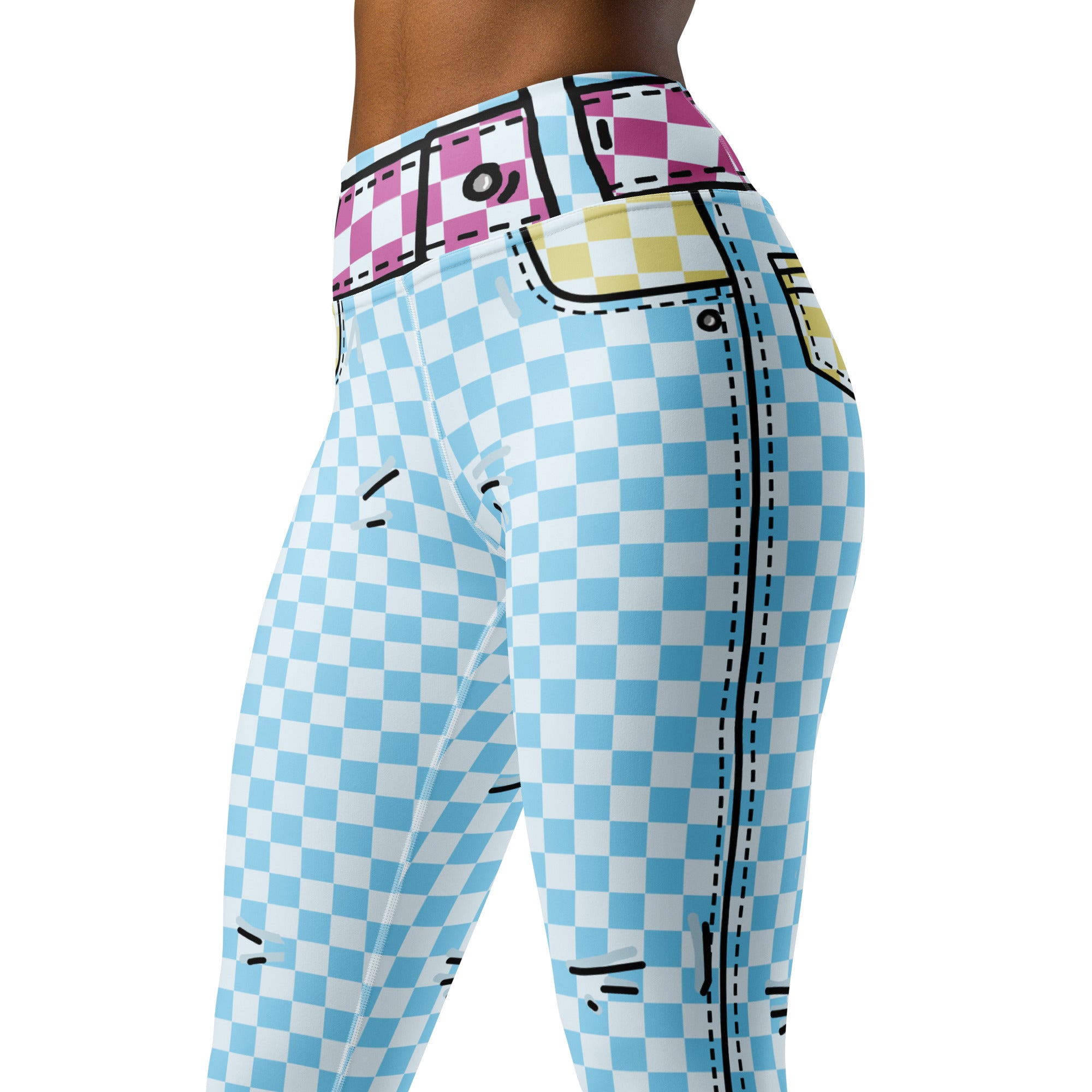 Checkered Cartoonized Yoga Leggings