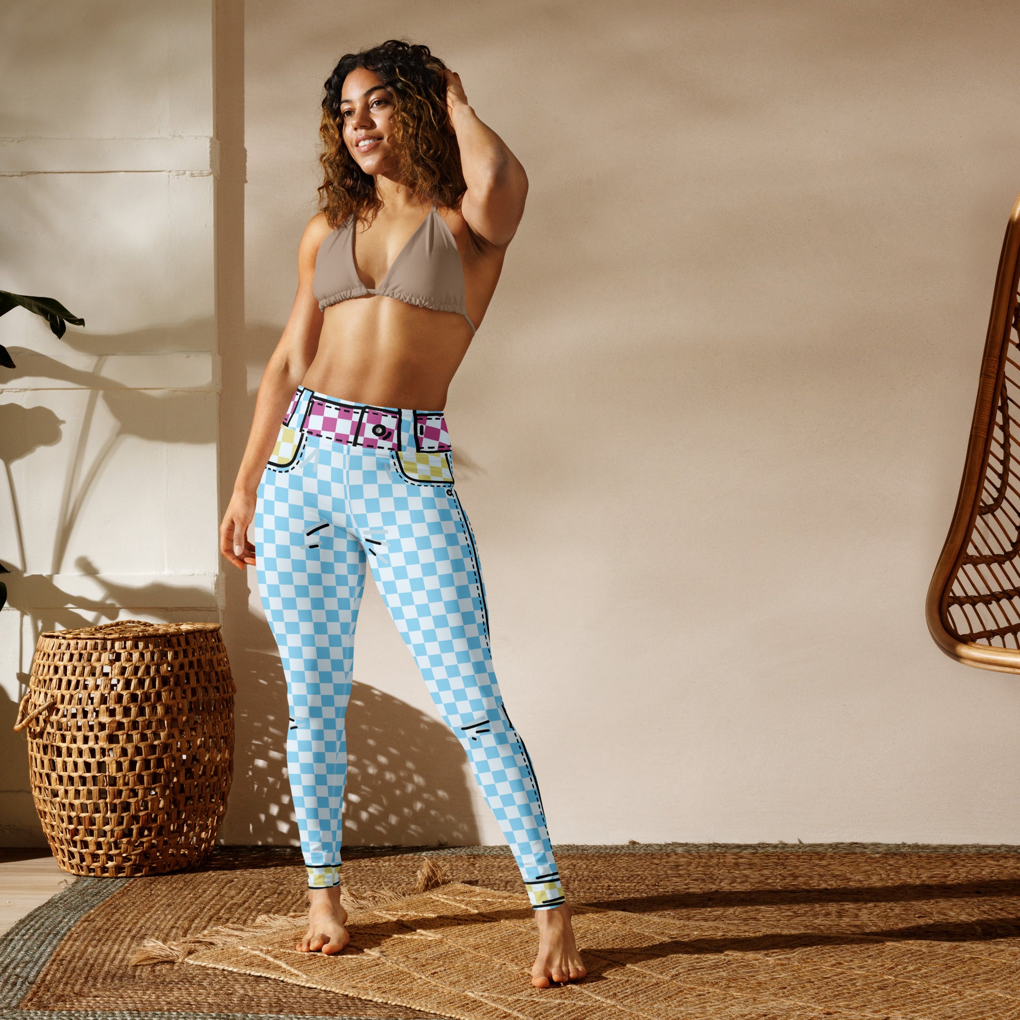 Checkered Cartoonized Yoga Leggings