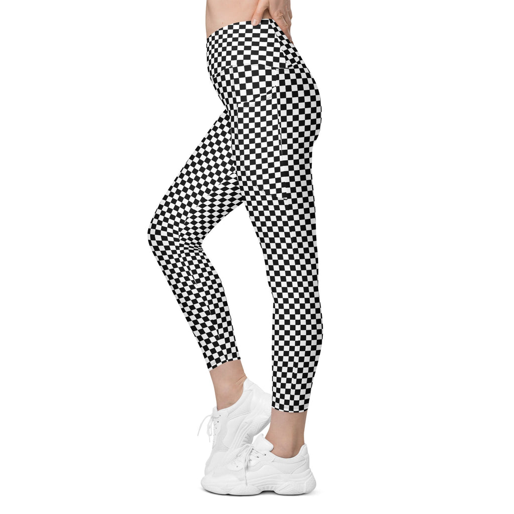 Checkered Crossover Leggings With Pockets