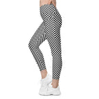 Checkered Crossover Leggings With Pockets
