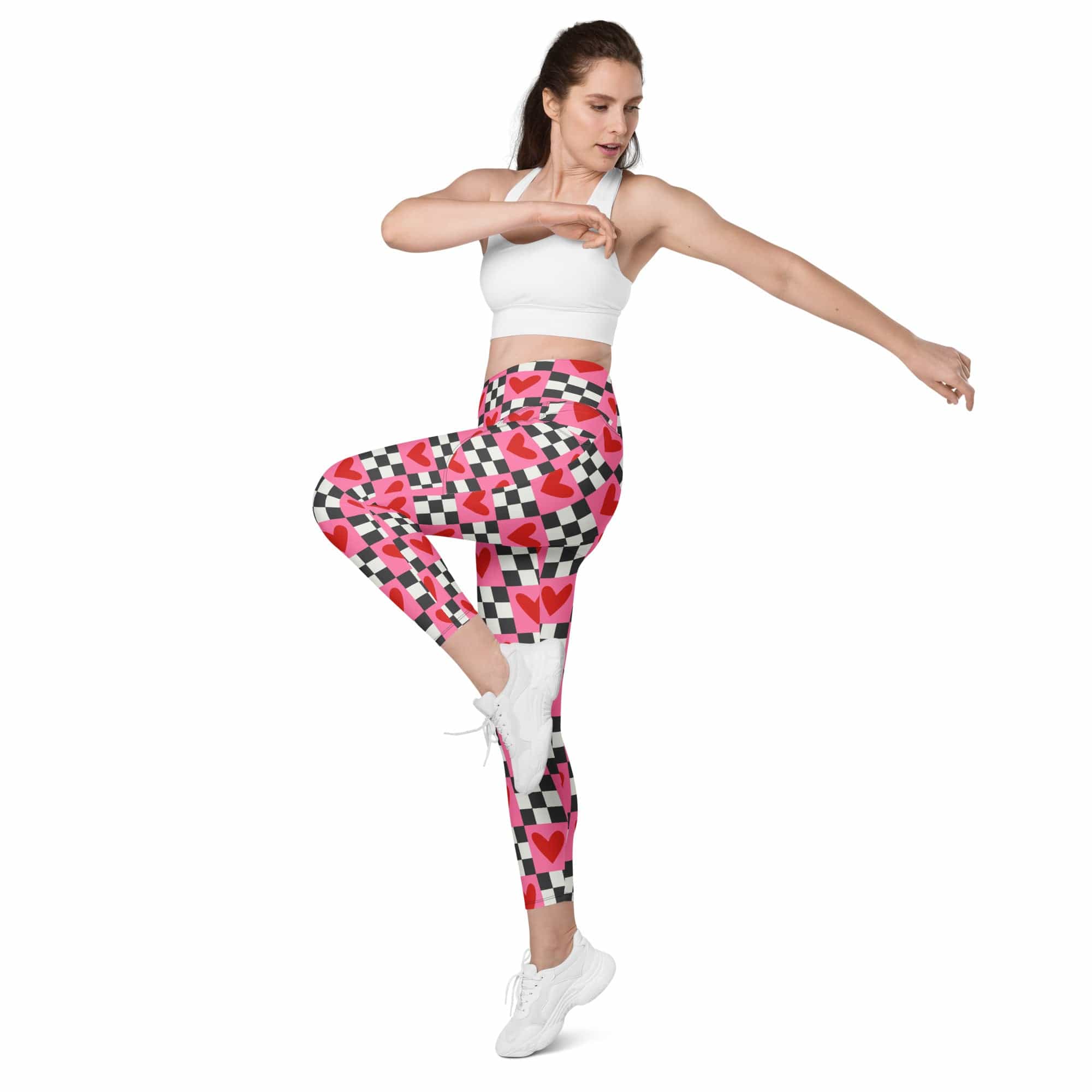 Checkered Romance Leggings With Pockets