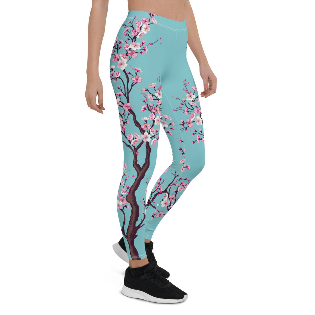 Tranquil Sky Blue Cherry Blossom Leggings | FIERCEPULSE