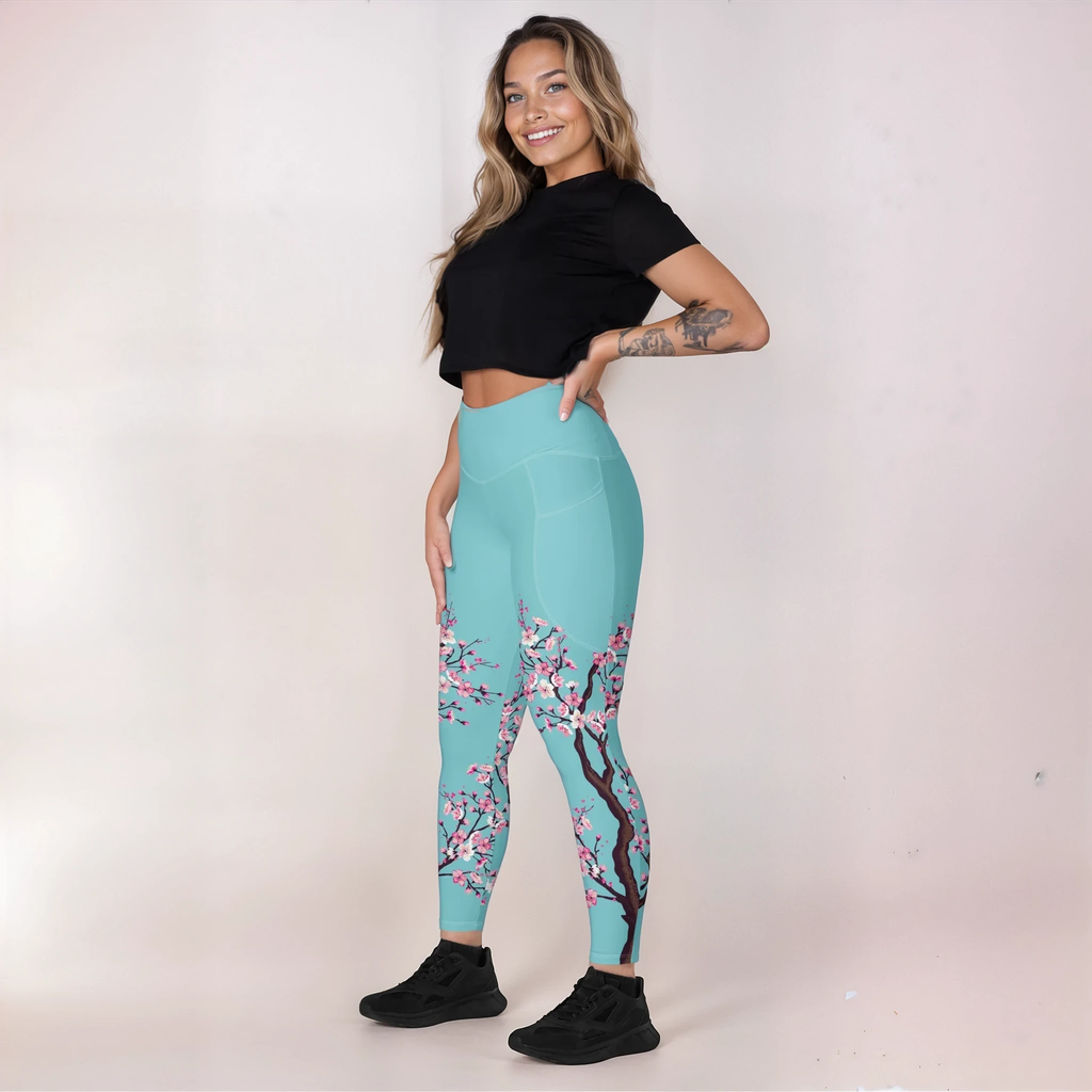 Cherry Blossom Leggings With Pockets