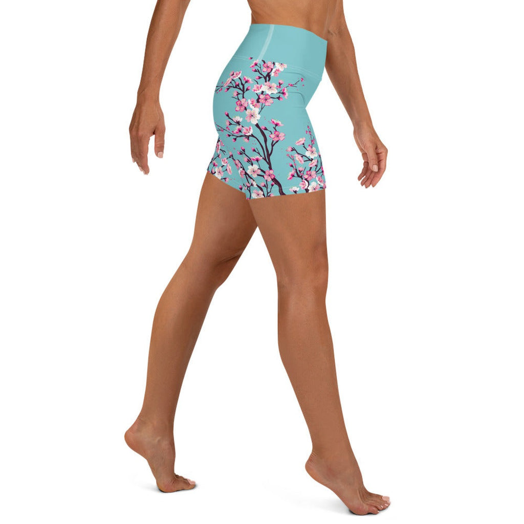 Cherry Blossom Yoga Shorts