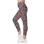 Cherry Gingham Crossover Leggings With Pockets