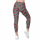 Cherry Gingham Crossover Leggings With Pockets