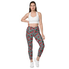 Cherry Gingham Crossover Leggings With Pockets