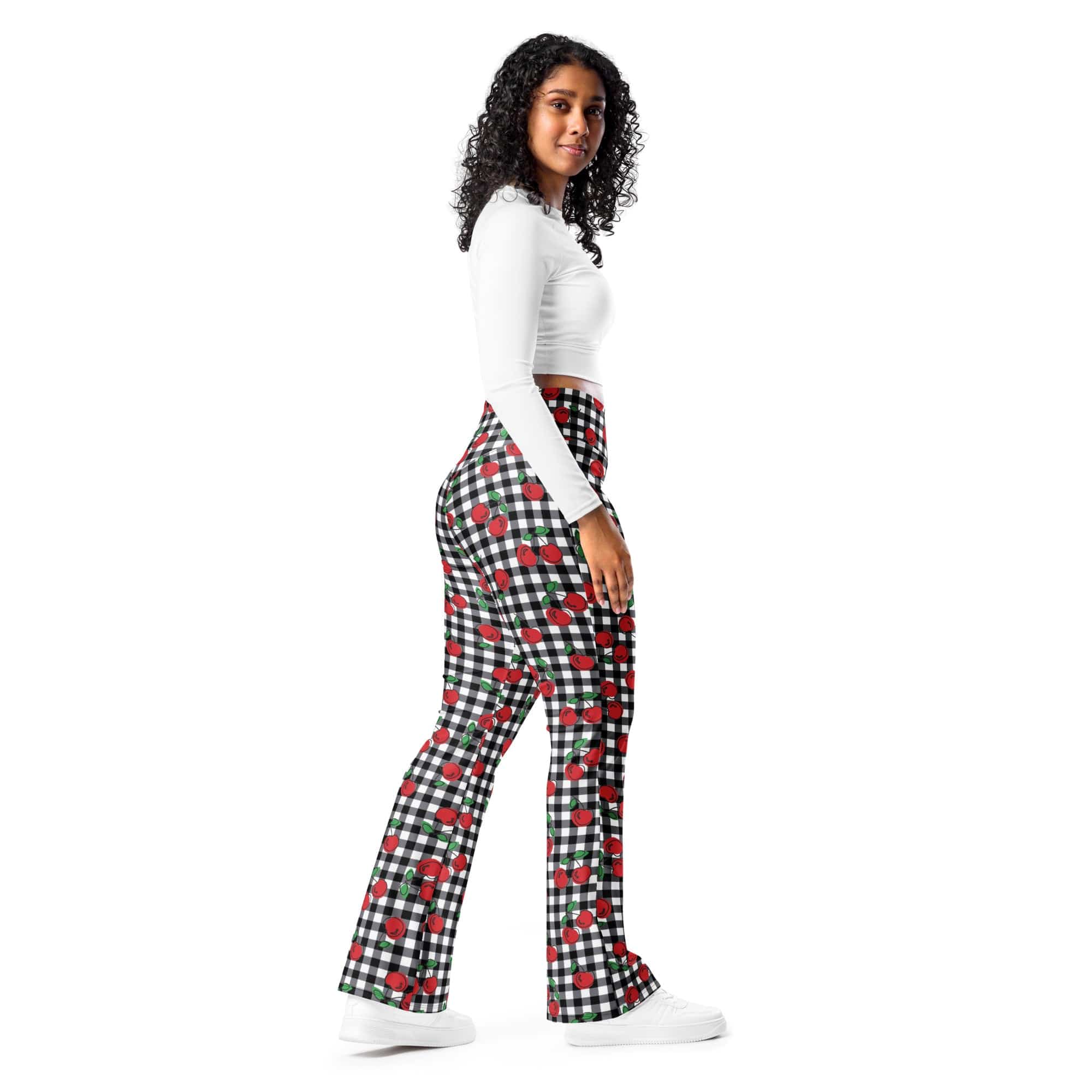 Cherry Gingham Flare Leggings
