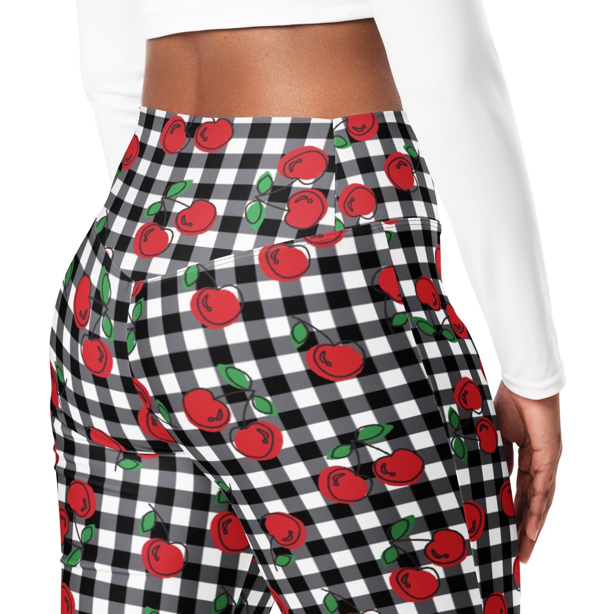 Cherry Gingham Flare Leggings