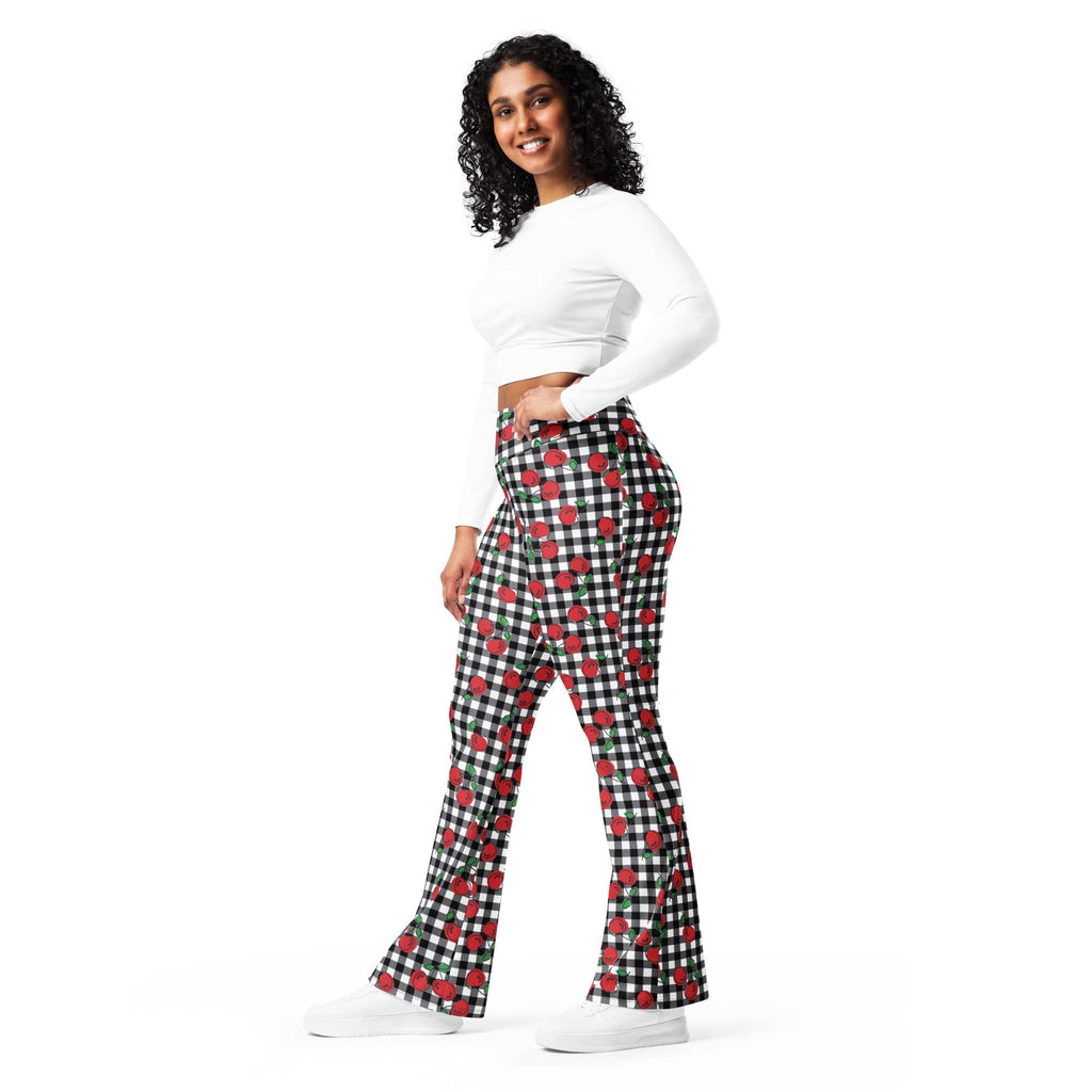 Cherry Gingham Flare Leggings