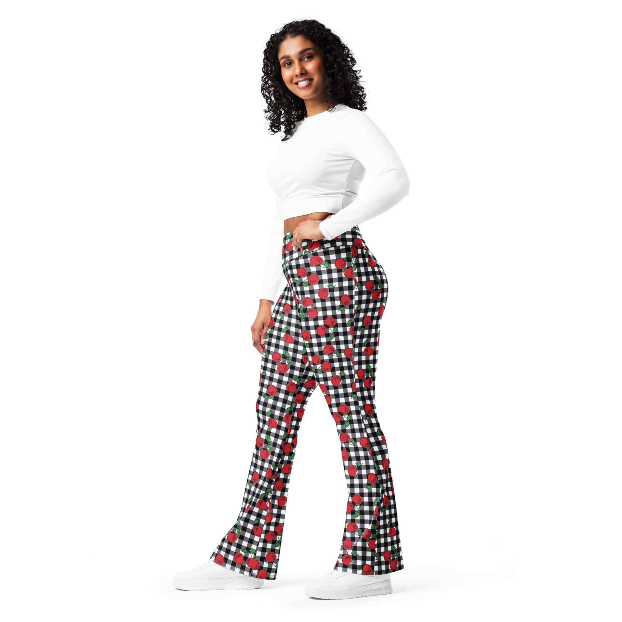 Cherry Gingham Flare Leggings