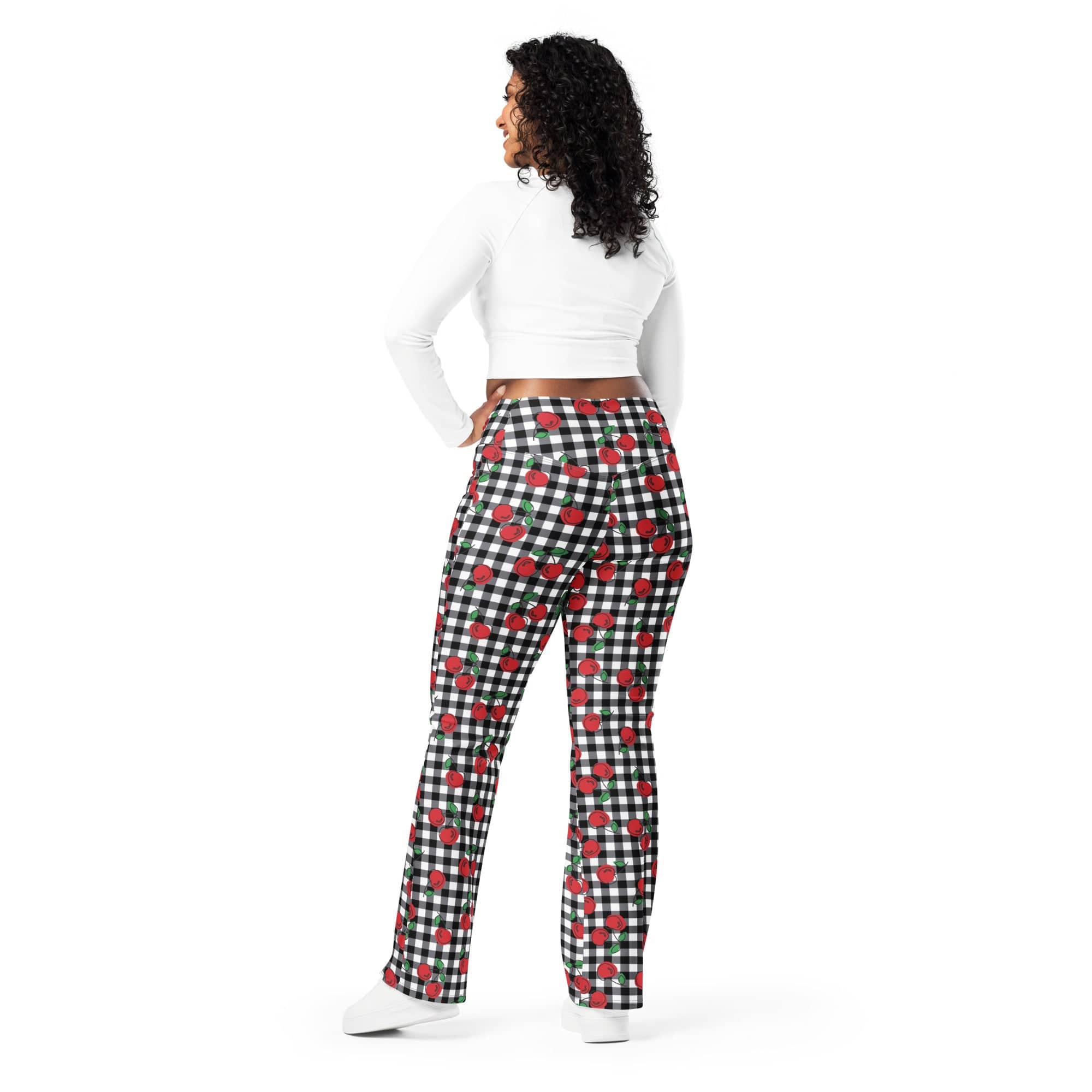 Cherry Gingham Flare Leggings