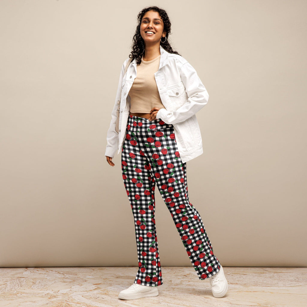 Cherry Gingham Flare Leggings