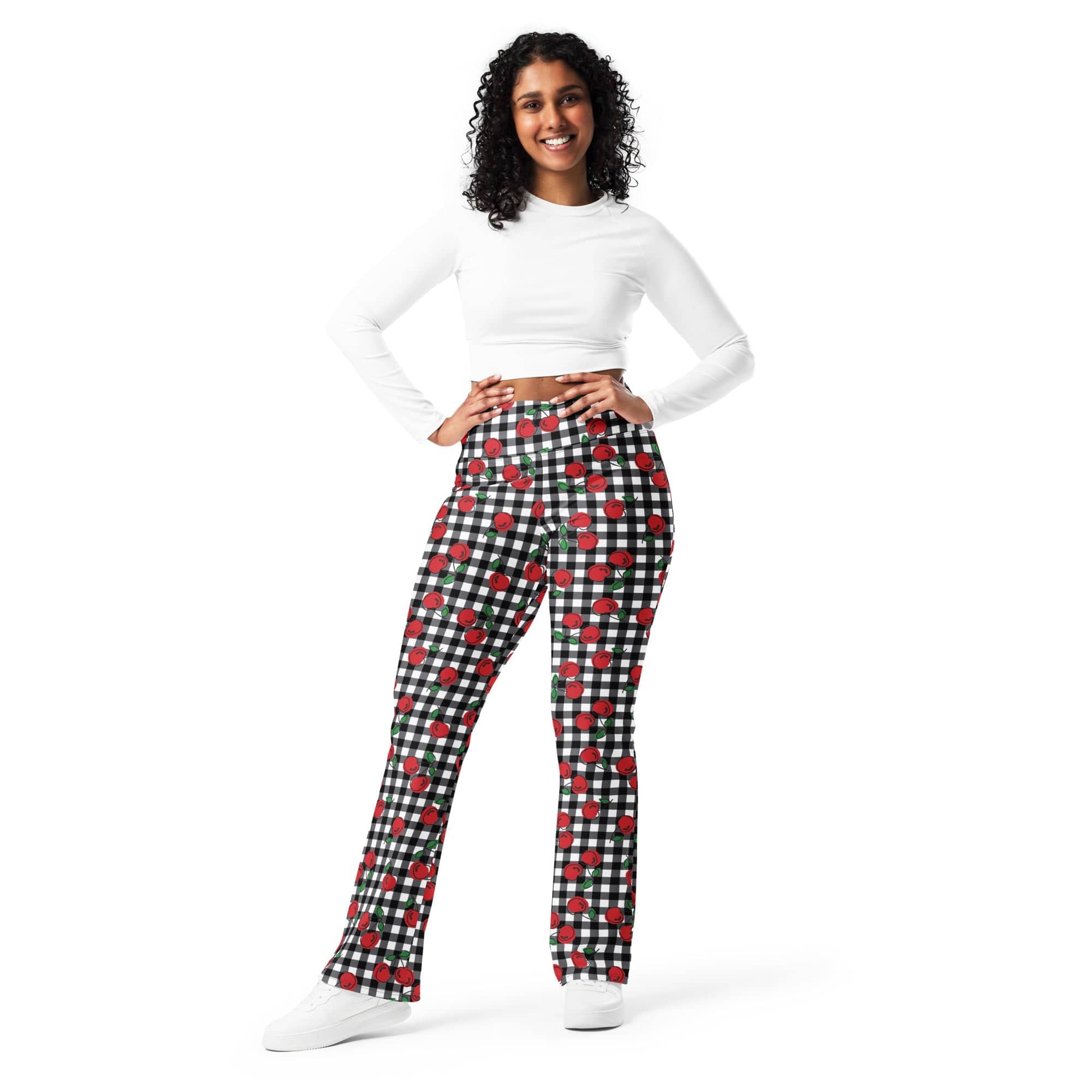 Cherry Gingham Flare Leggings