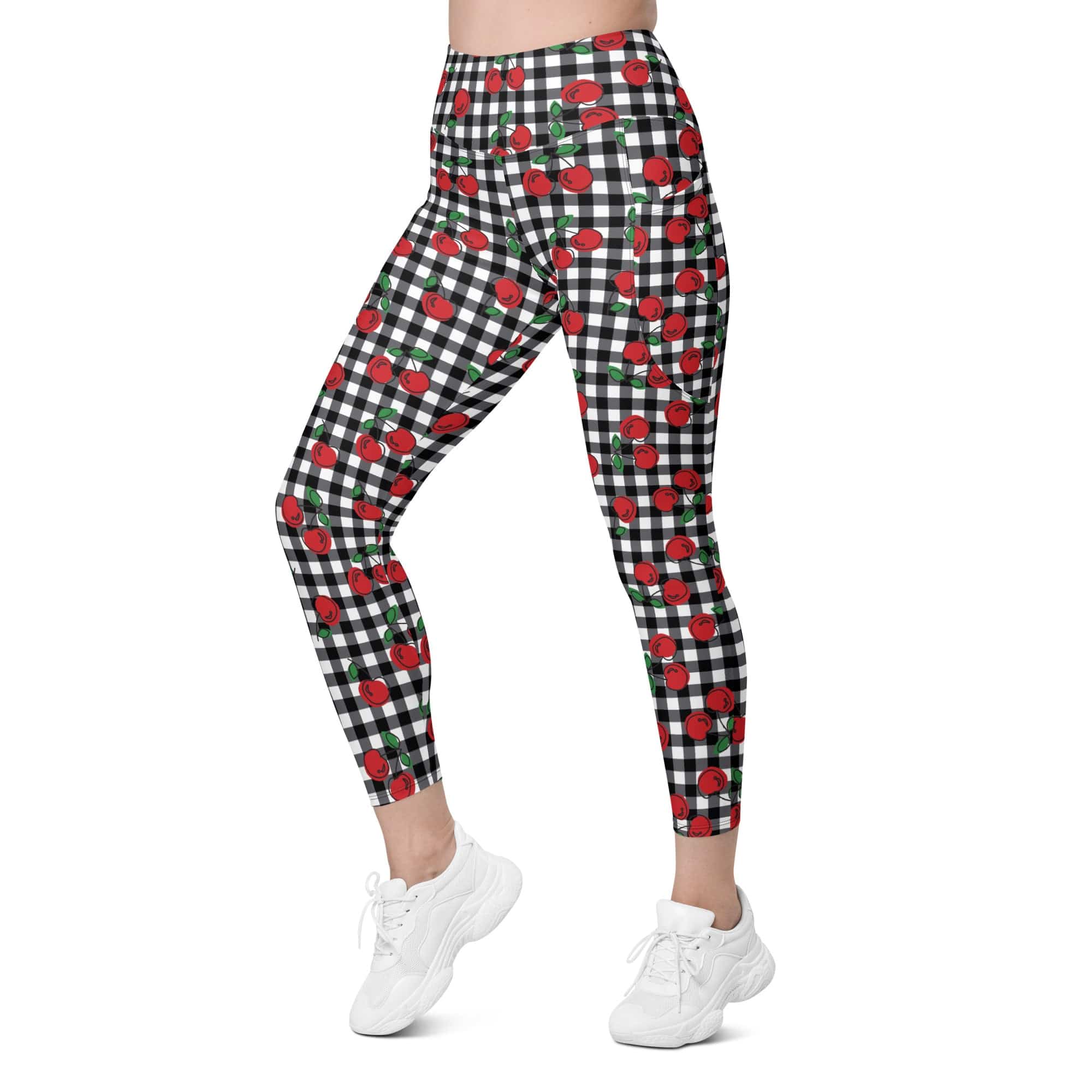Cherry Gingham Leggings With Pockets