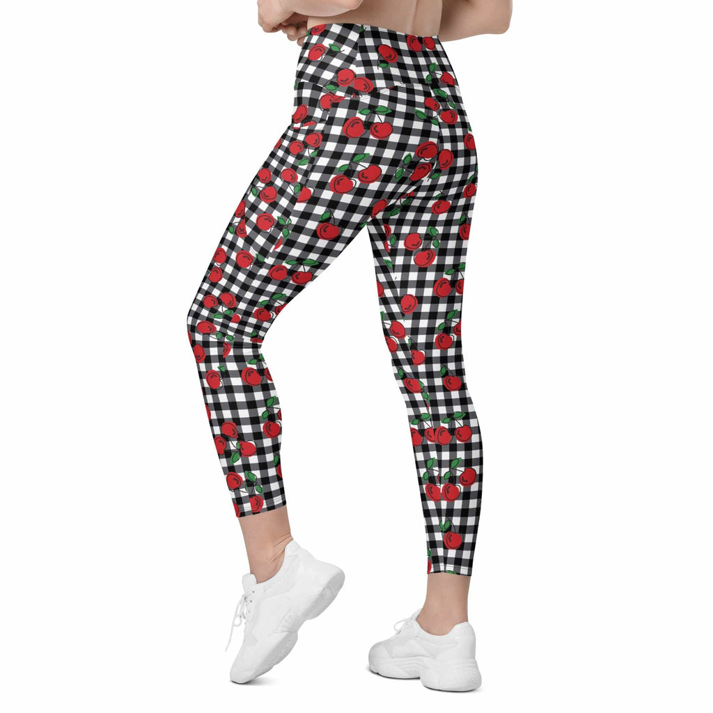 Cherry Gingham Leggings With Pockets