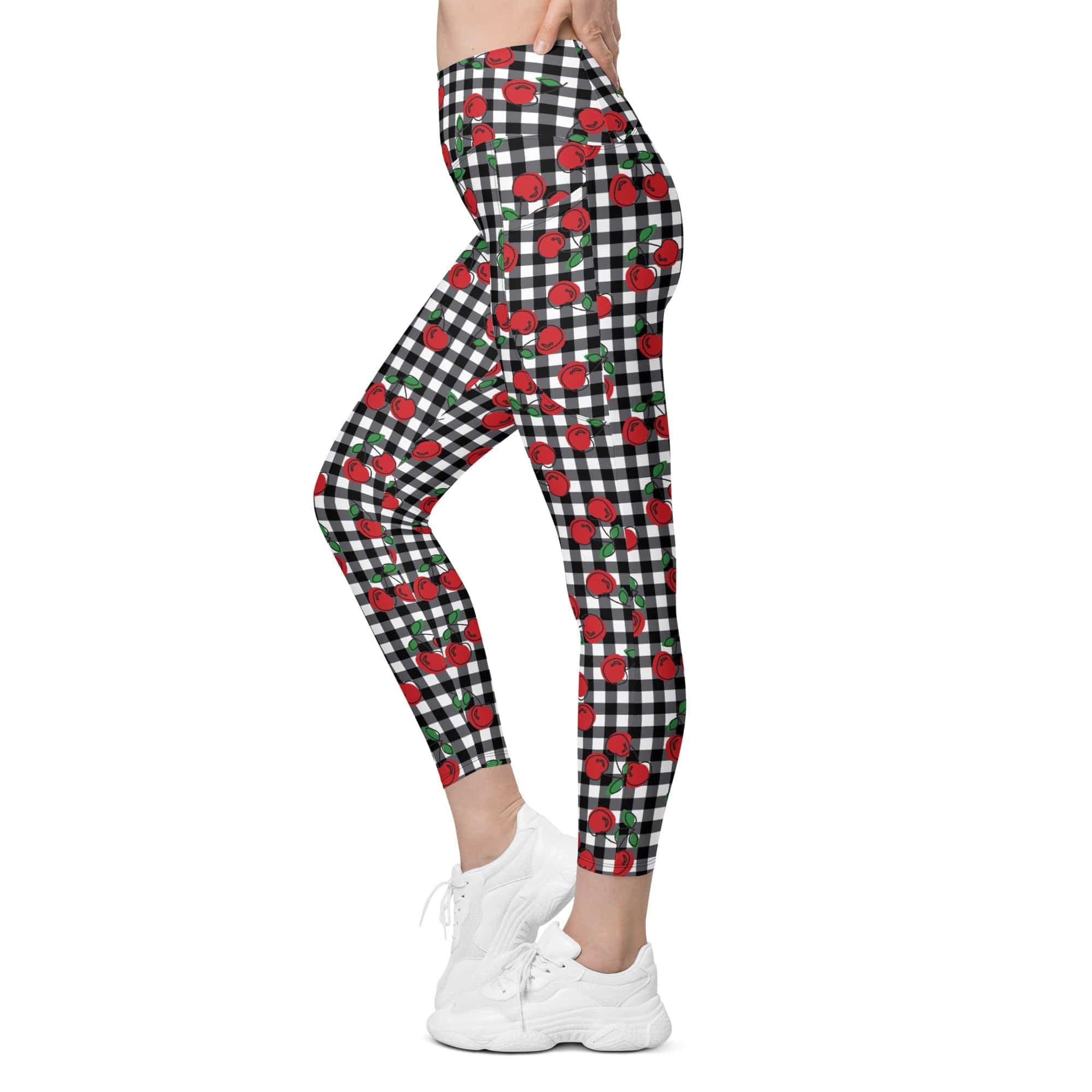 Cherry Gingham Leggings With Pockets