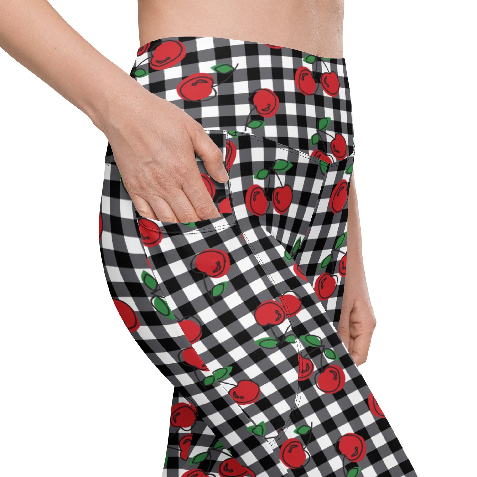 Cherry Gingham Leggings With Pockets
