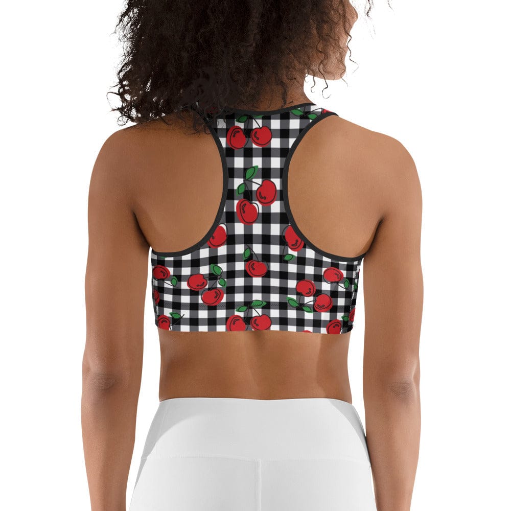 Cherry Gingham Sports Bra