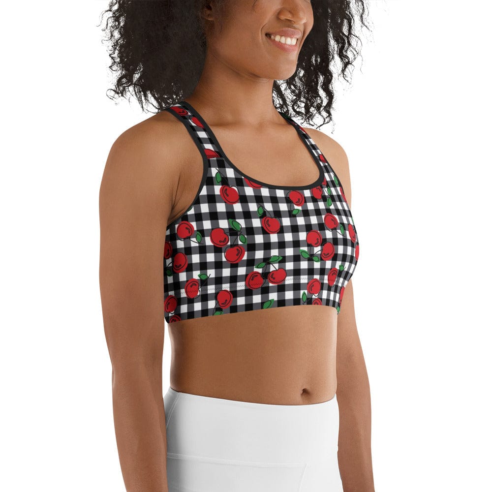 Cherry Gingham Sports Bra