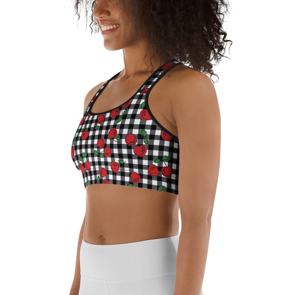 Cherry Gingham Sports Bra