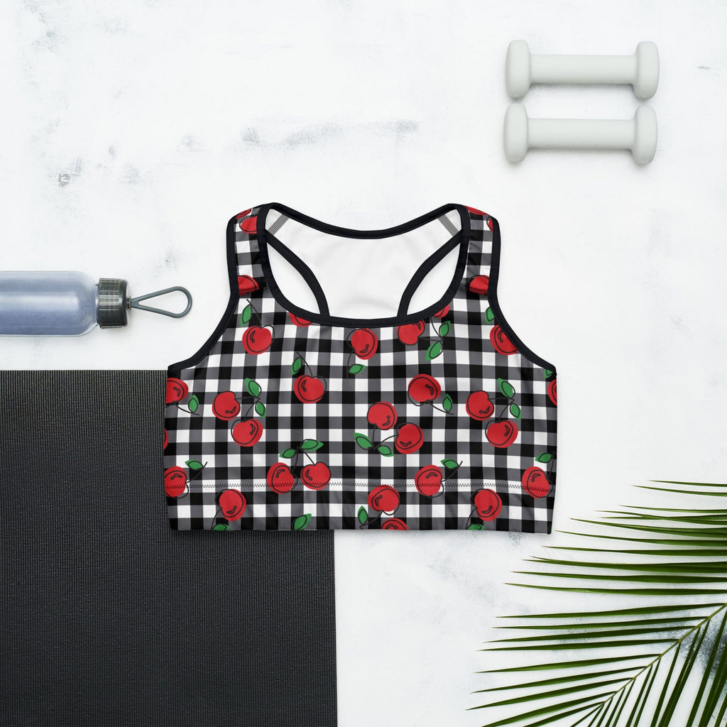 Cherry Gingham Sports Bra