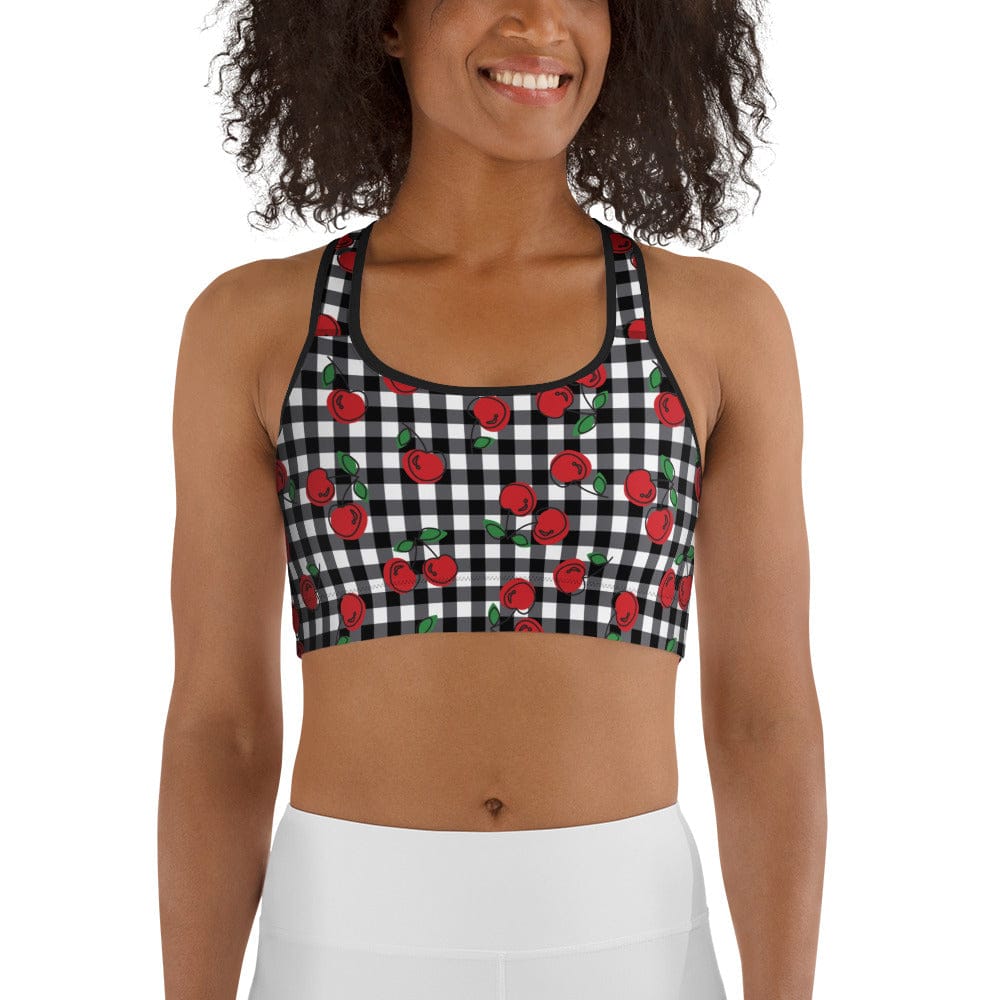 Cherry Gingham Sports Bra