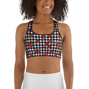 Cherry Gingham Sports Bra