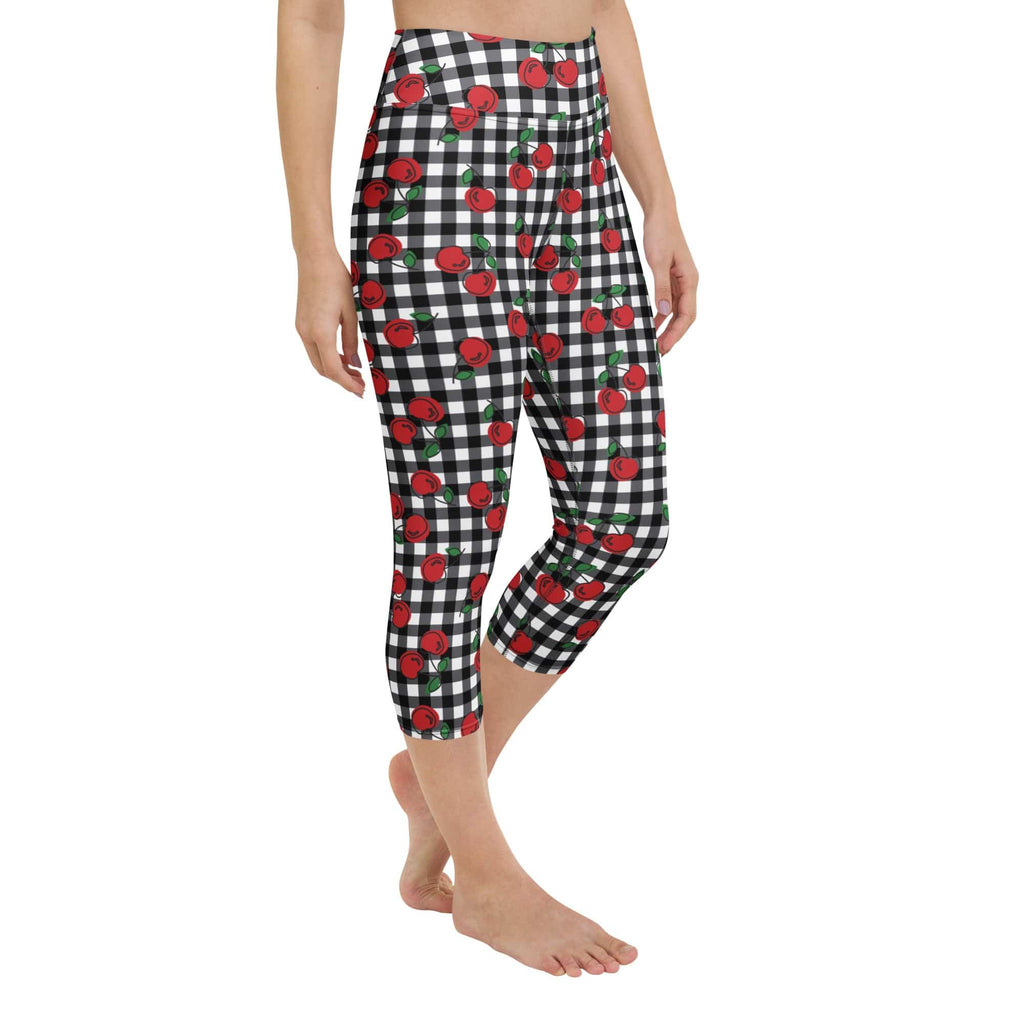 Cherry Gingham Yoga Capris