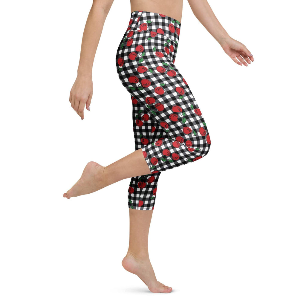 Cherry Gingham Yoga Capris