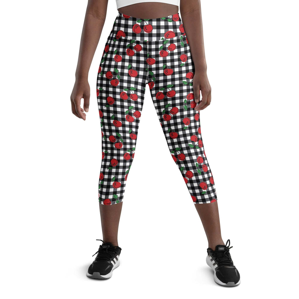 Cherry Gingham Yoga Capris