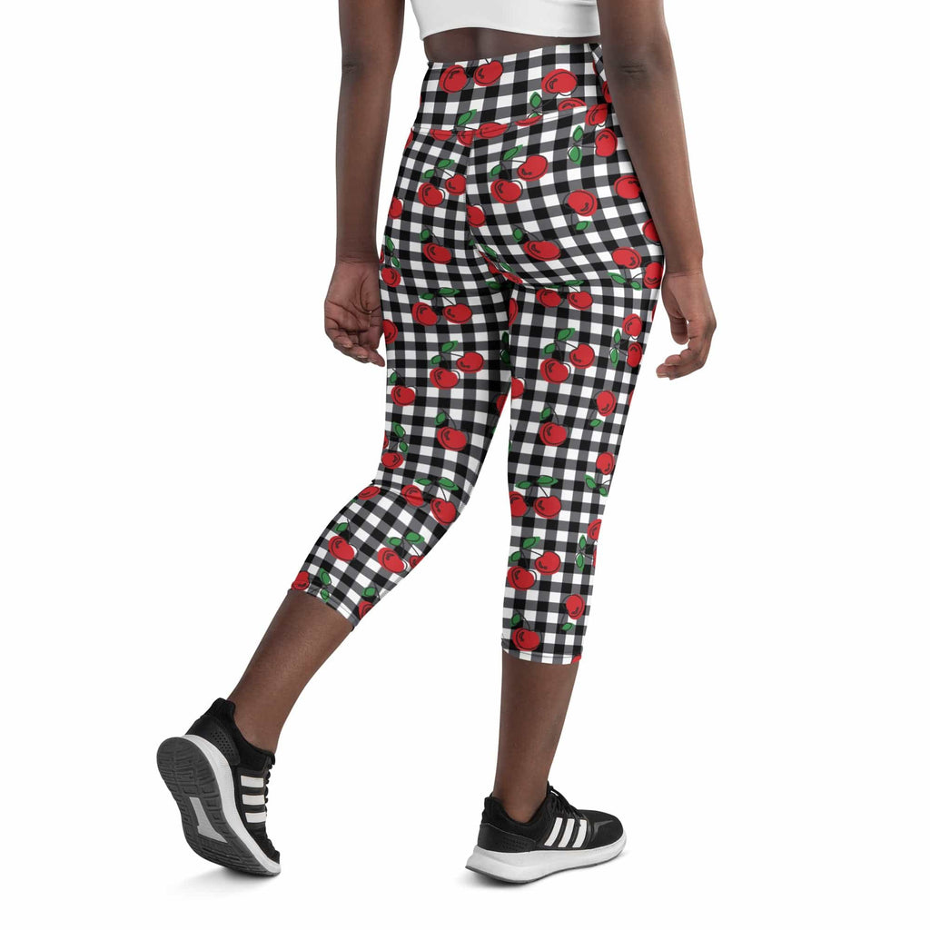 Cherry Gingham Yoga Capris