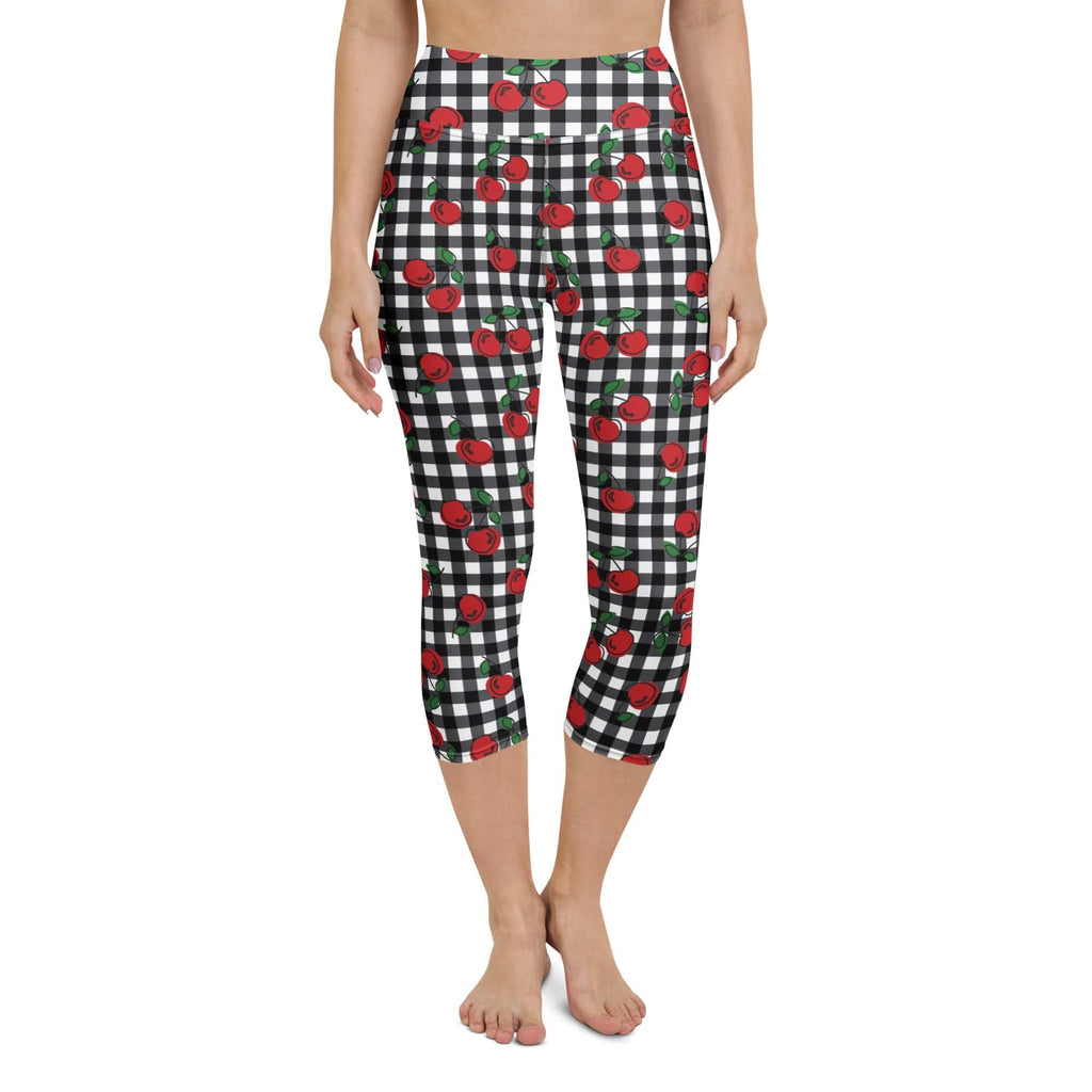 Cherry Gingham Yoga Capris