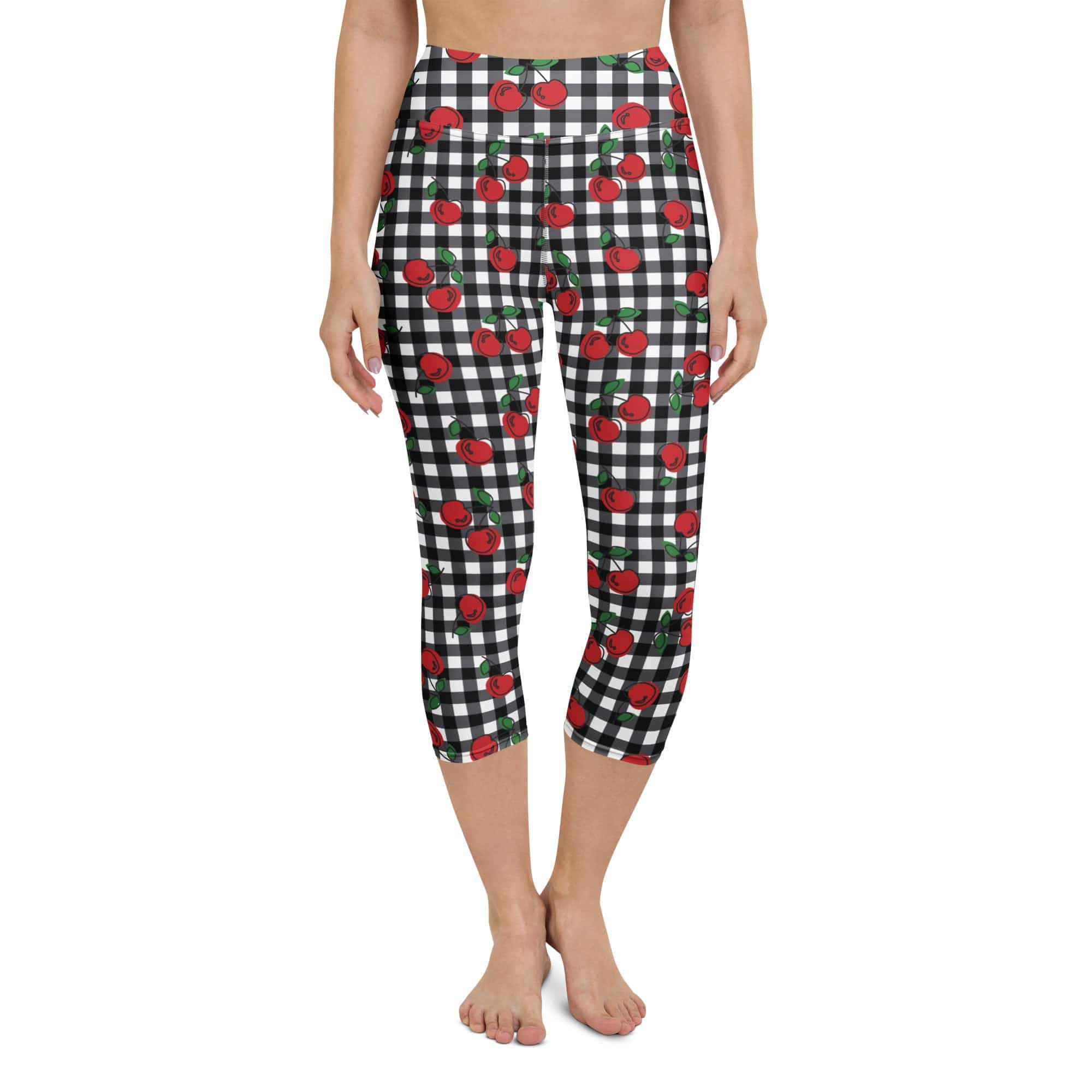 Cherry Gingham Yoga Capris