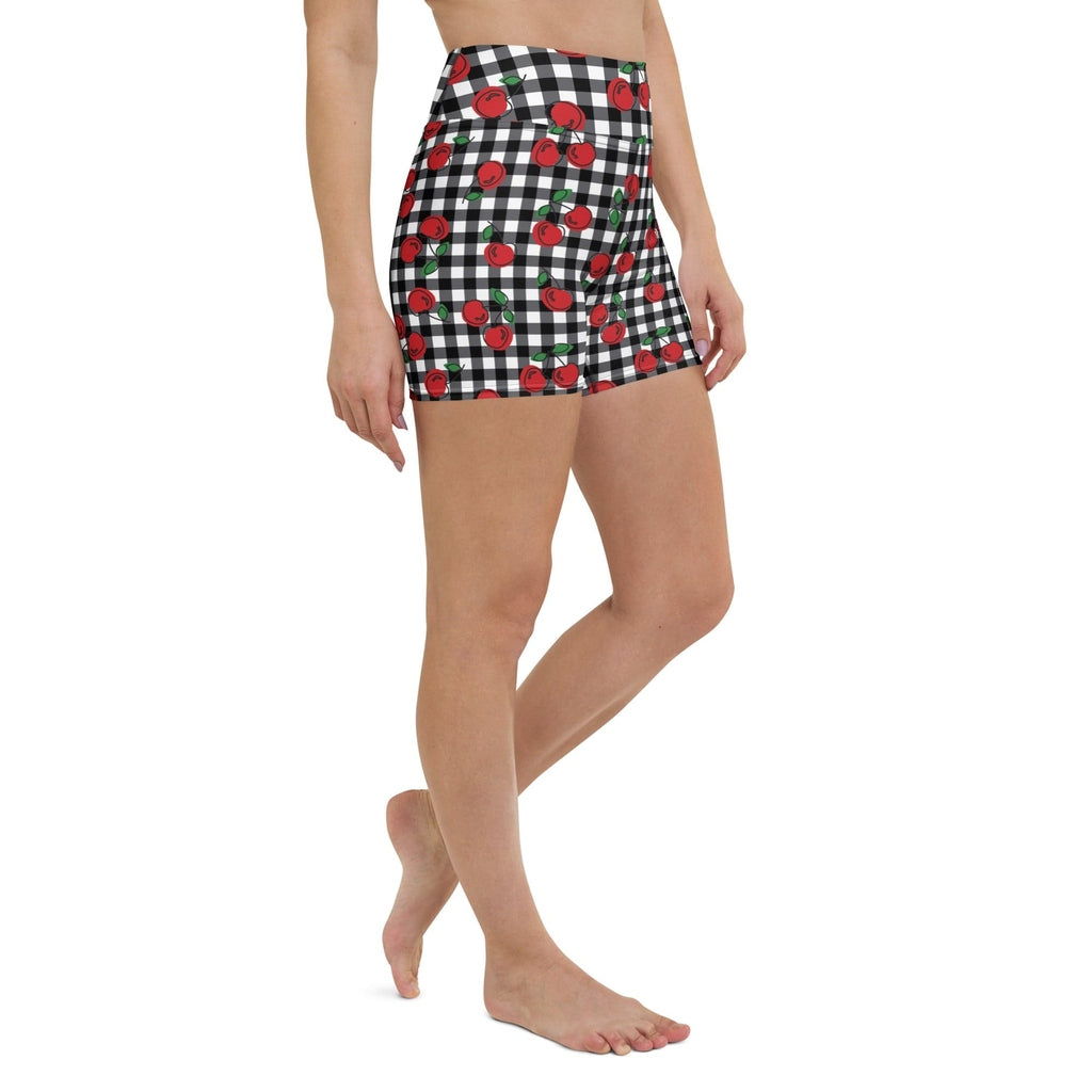 Cherry Gingham Yoga Shorts