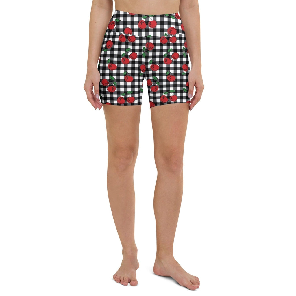 Cherry Gingham Yoga Shorts