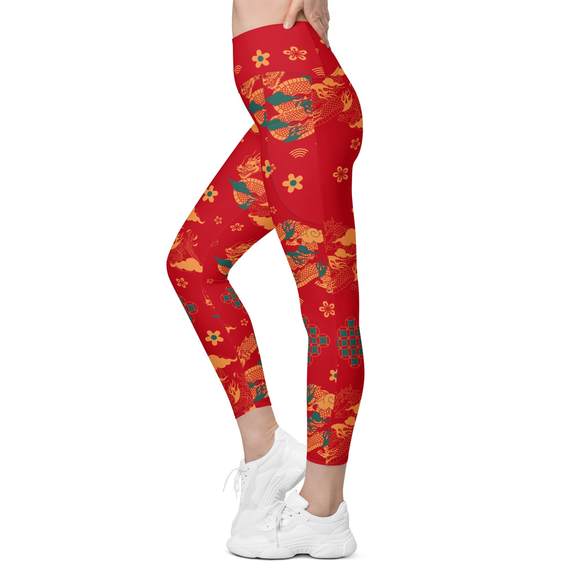Chinese Dragon Leggings With Pockets