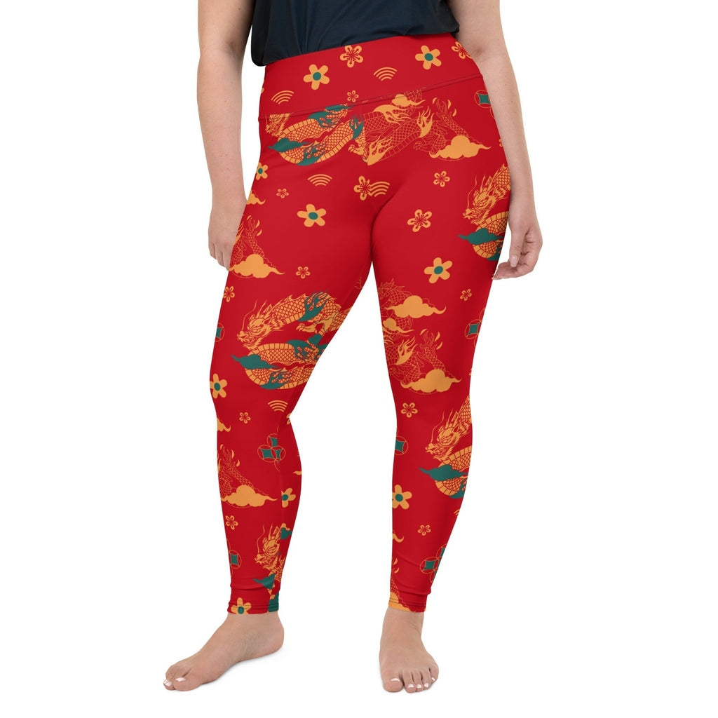 Red Oriental Chinese Dragon Men's Leggings main image 1