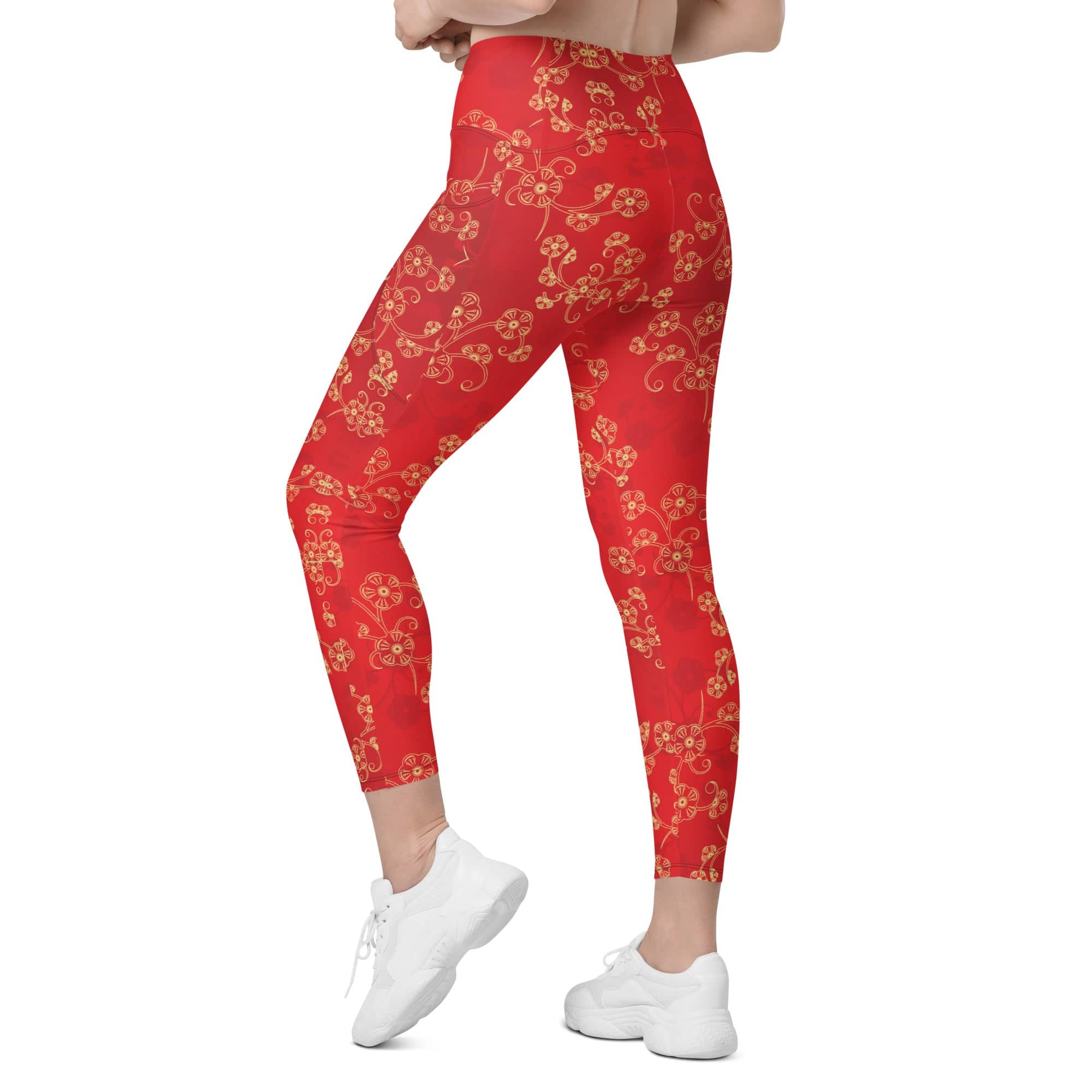 Chinese Inspired Pattern Leggings With Pockets