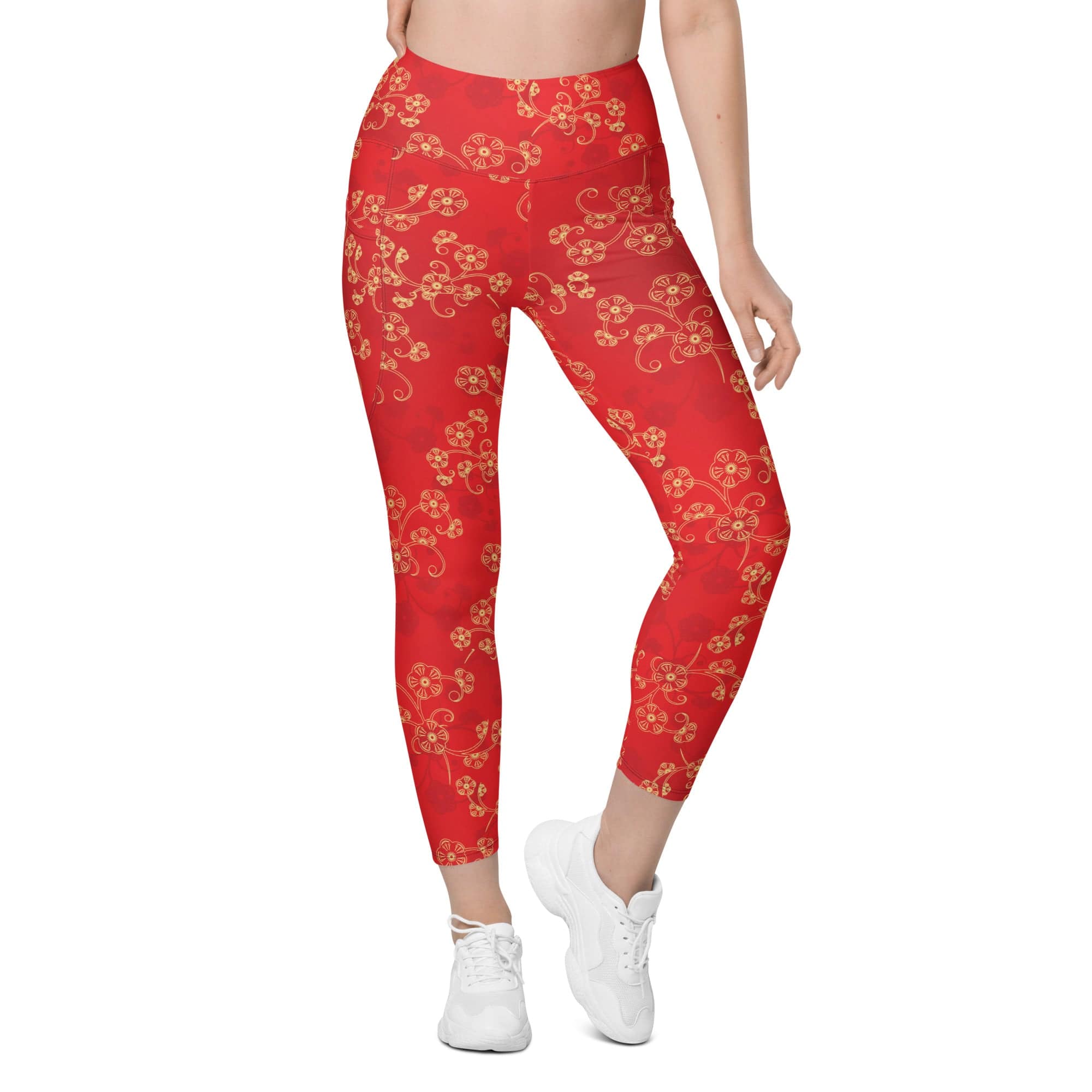 Chinese Inspired Pattern Leggings With Pockets