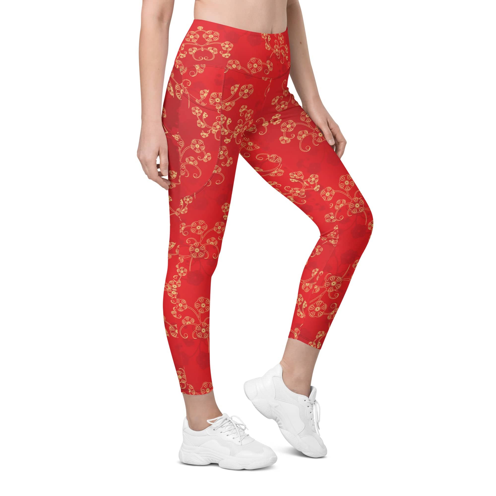 Chinese Inspired Pattern Leggings With Pockets